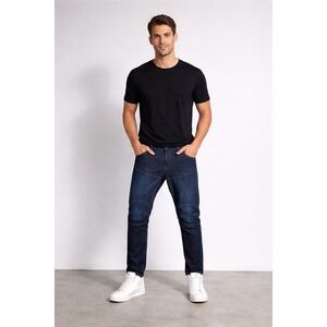 NWOT G-Star Raw 5620 3D Biker Patched Straight Jeans Dark Blue Wash 34x32